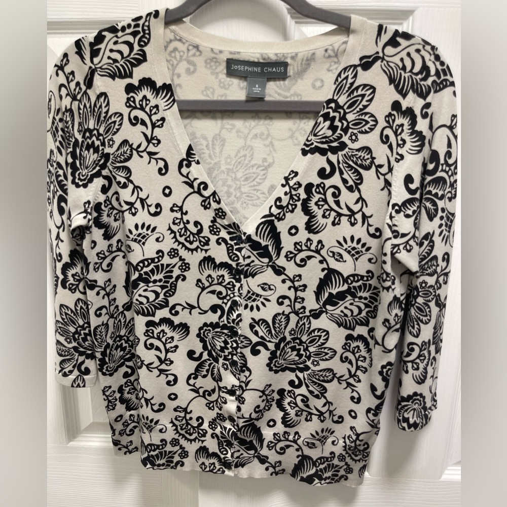 Josephine Chaus Grey and Black Cardigan Sz S